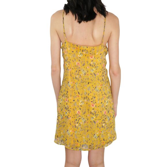 Anthro Le Lis Yellow Floral Dress Spaghetti Strap Mini Boho Sundress Dress Med - Picture 6 of 6
